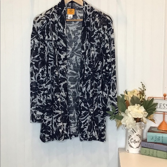 Ruby Rd. | Plus Size Women’s Cardigan Sweater Blue/White 3X - Picture 4 of 16